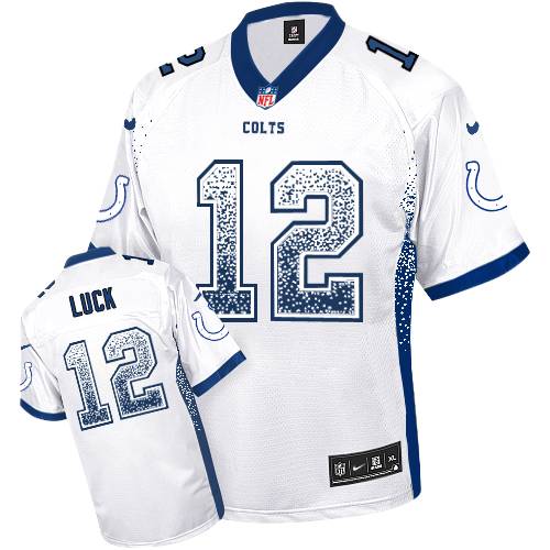 Men's Limited Andrew Luck Nike Jersey White - #12 Drift Fashion NFL Indianapolis Colts